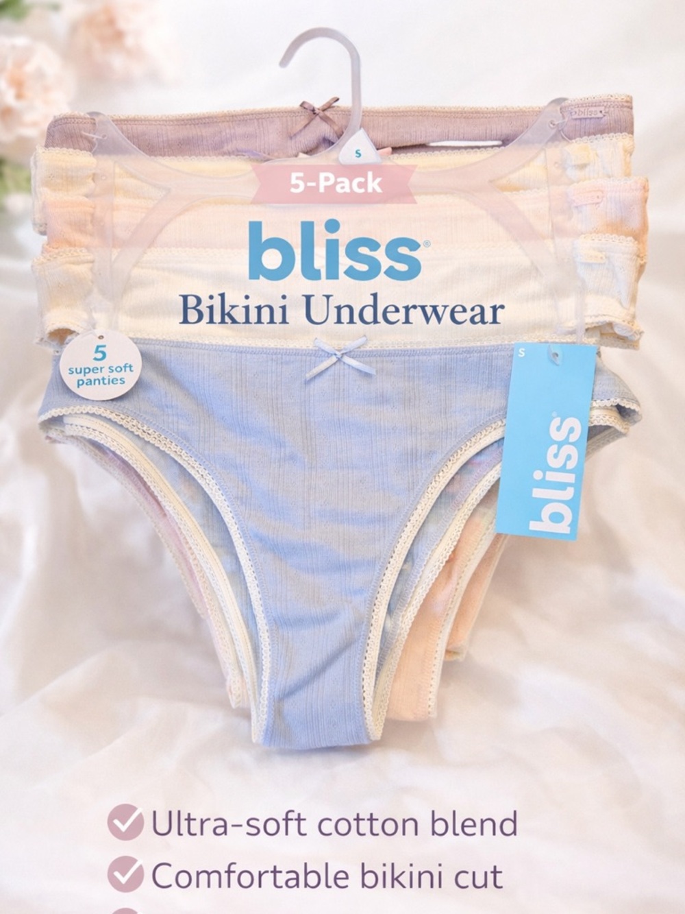 Bliss Women’s 5-Pack of bikini underwear-NWT